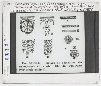 Vorschaubild Sarkophagdekoration, Vorkarolingische Sarkophage, 7. Jhd. Diasammlung